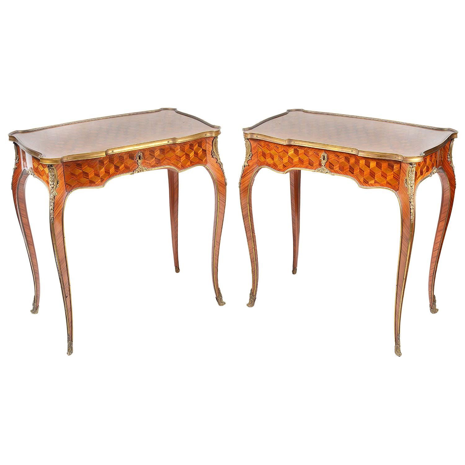Pair of 19th Century Louis XVI Style Side Tables For Sale