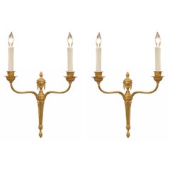 Pair of 19th Century Louis XVI Style Two-Arm Ormolu Sconces