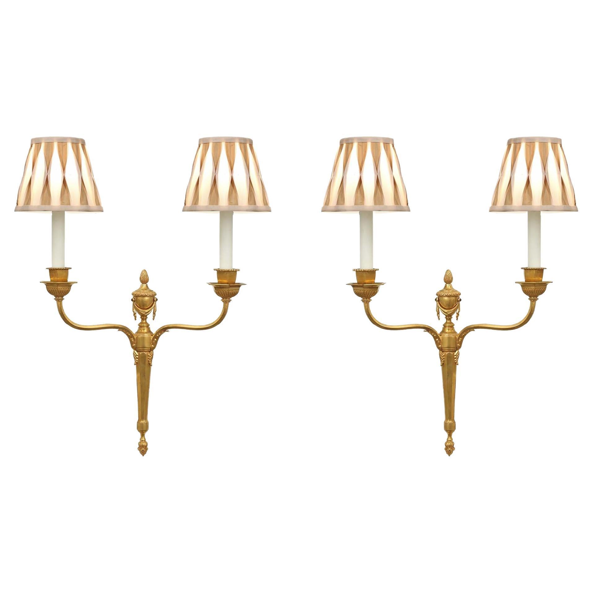  Pair of 19th Century Louis XVI Style Two-Arm Ormolu Sconces