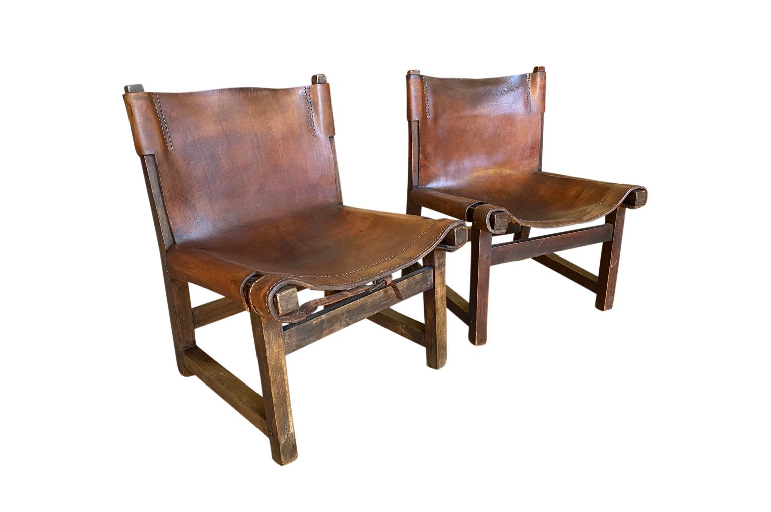French Pair of 19th Century Low Chairs