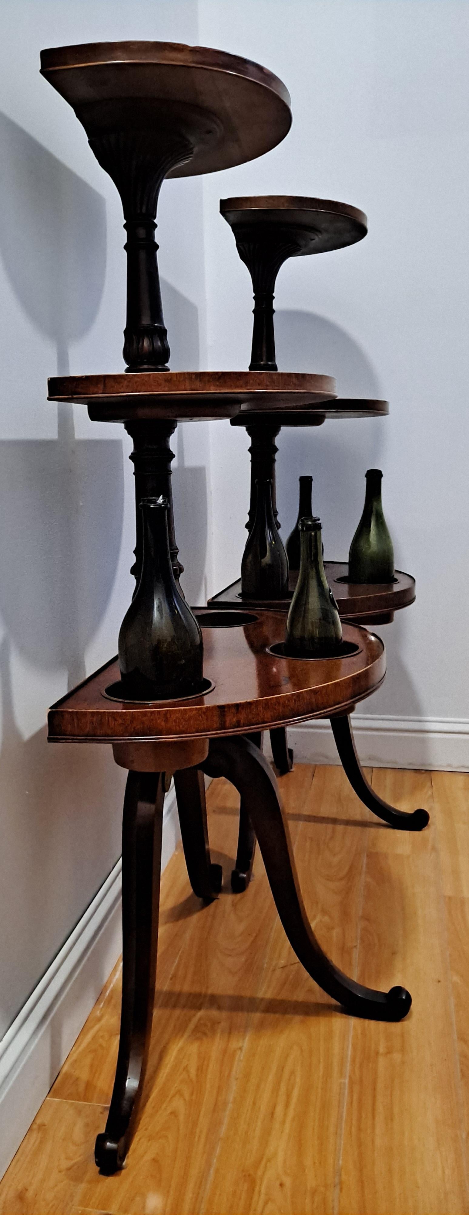 Pair of 19th Century Mahogany 3-Teir Demilune Form Wine Butler/Plant Stand 

Brass inserts

27.25