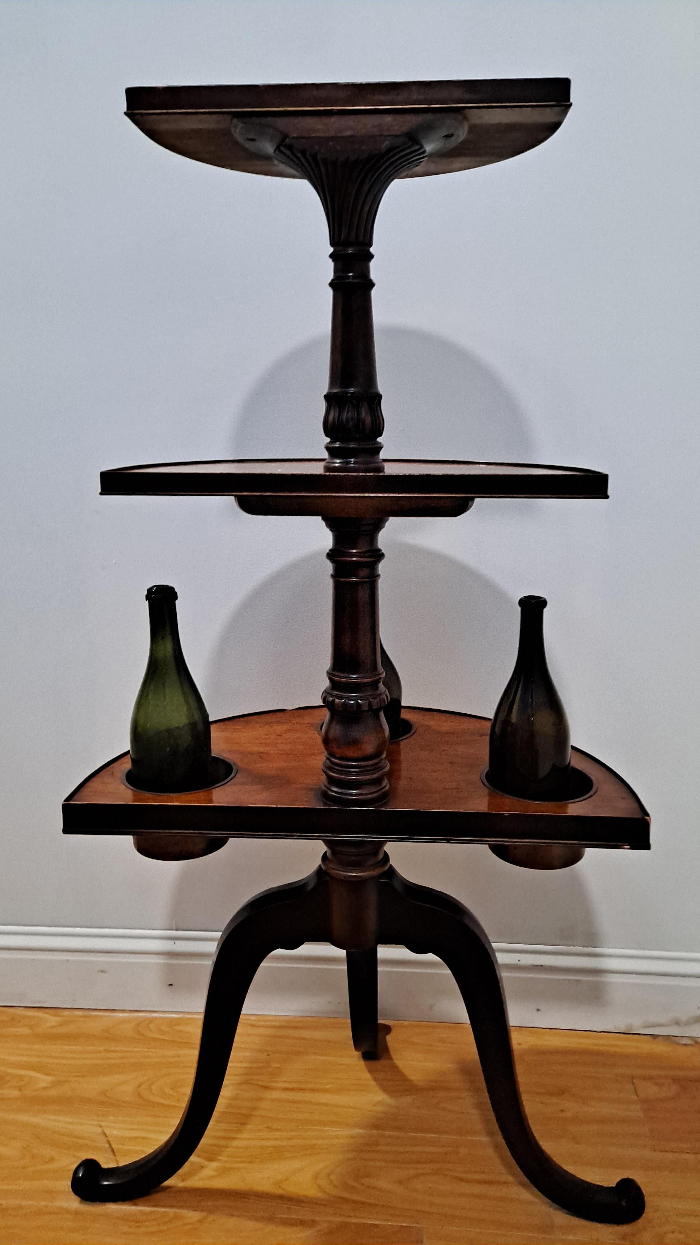 Pair of 19th Century Mahogany 3-Teir Demilune Form Wine Butler/Plant Stand  For Sale 1