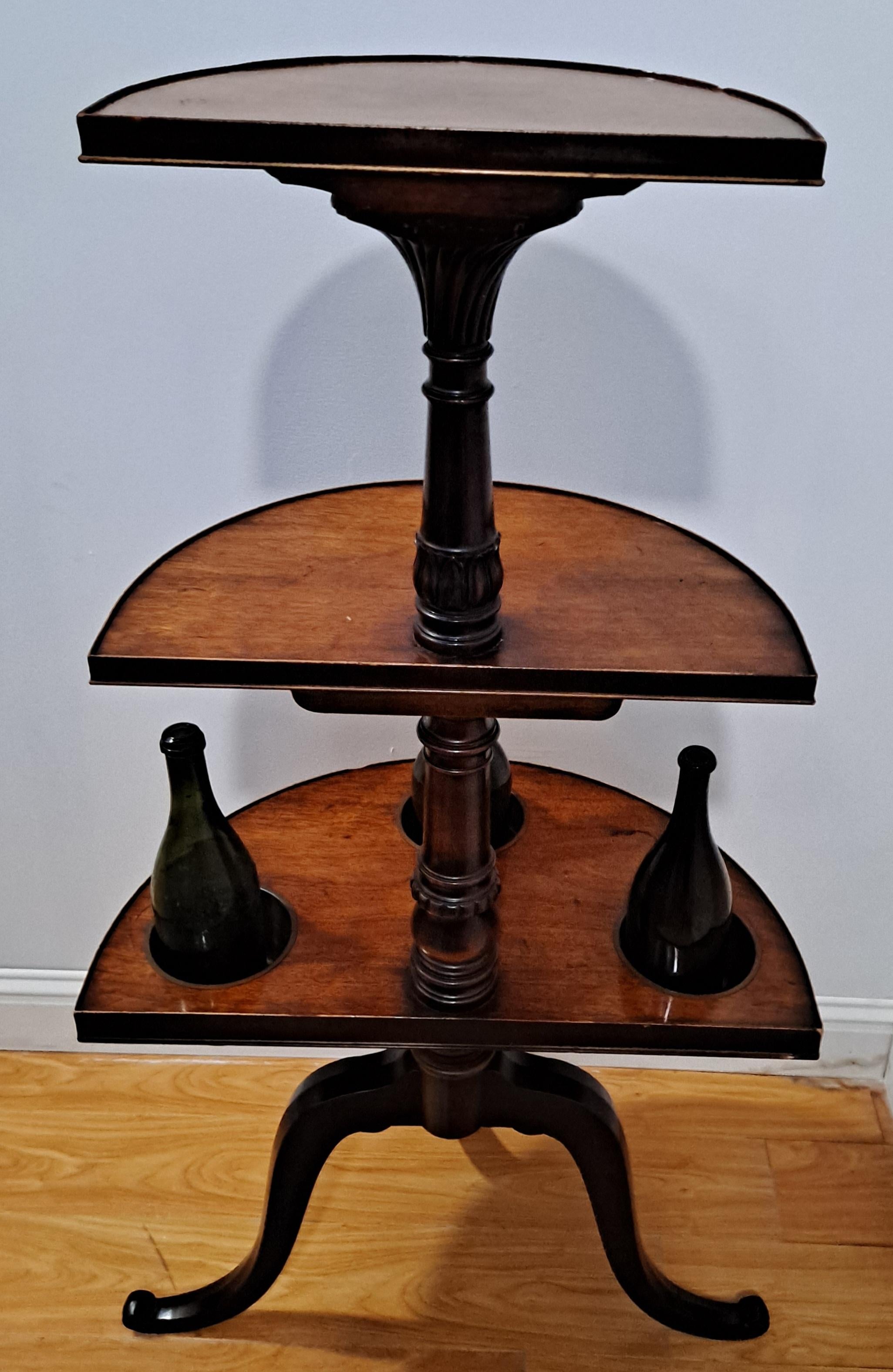 Pair of 19th Century Mahogany 3-Teir Demilune Form Wine Butler/Plant Stand  For Sale 2