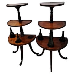 Pair of 19th Century Mahogany 3-Teir Demilune Form Wine Butler/Plant Stand 