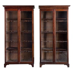 Antique Pair of 19th Century Mahogany and Glazed Bookcase Cabinets