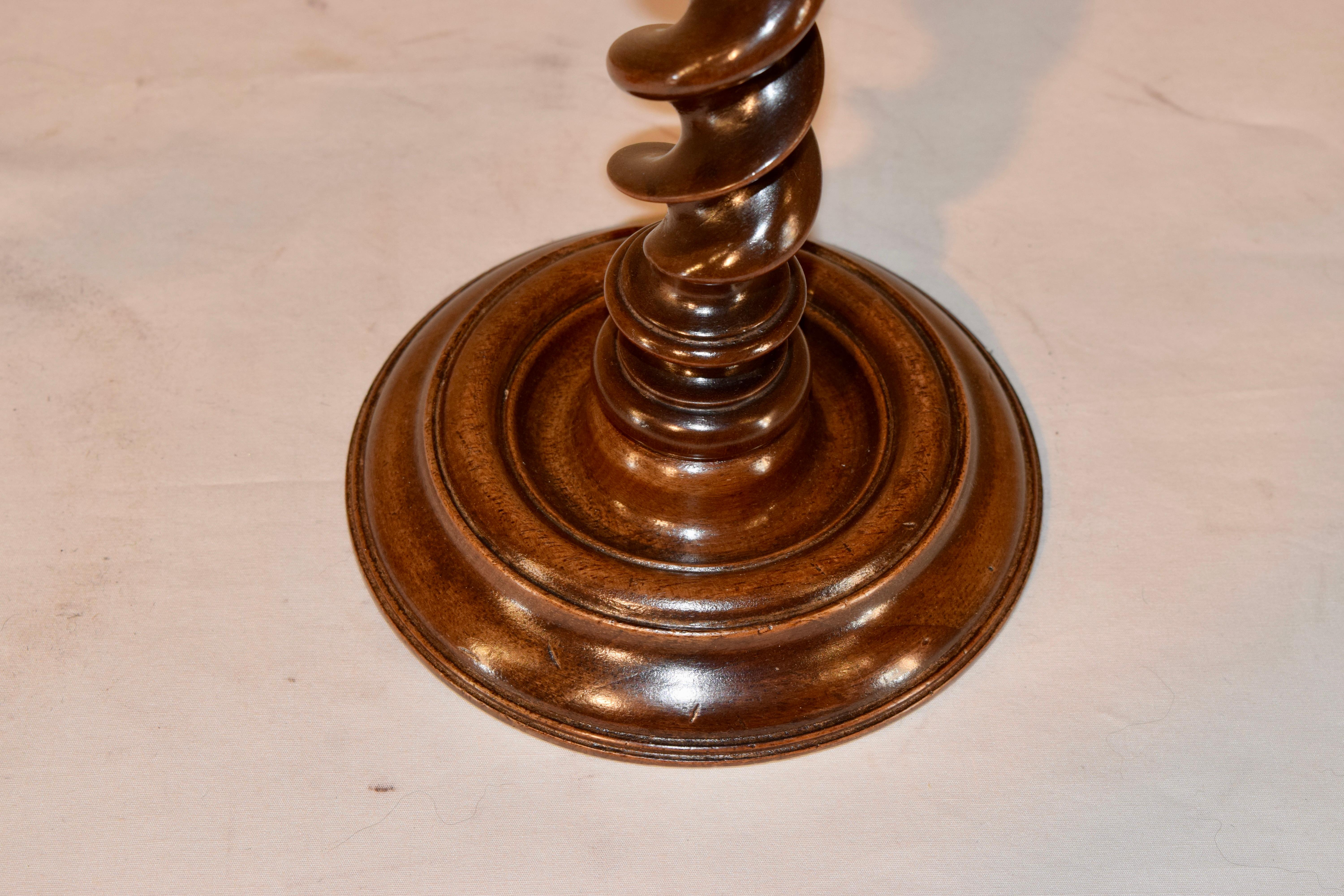 Turned Pair of 19th Century Mahogany Candlesticks For Sale