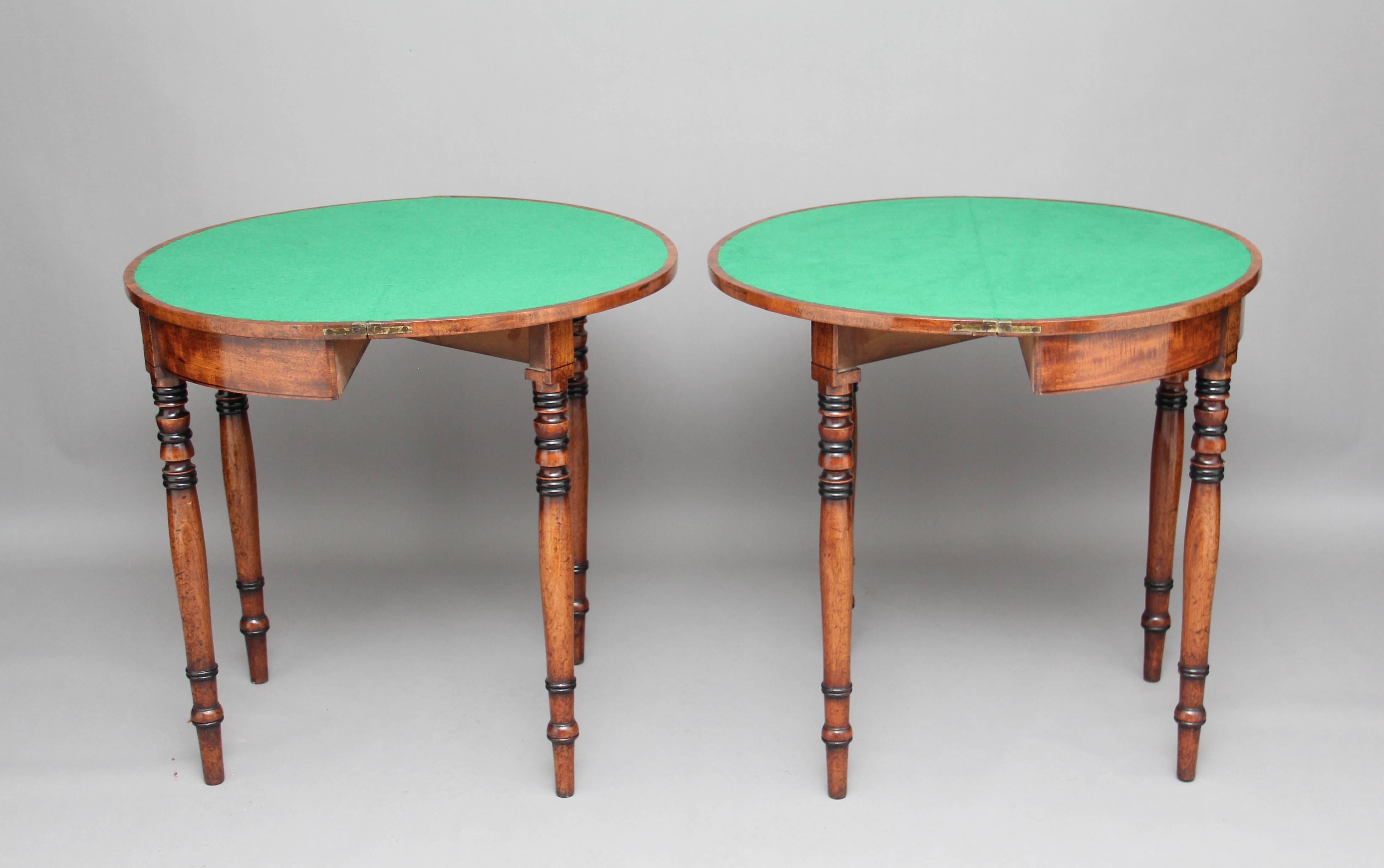 Pair of 19th Century Mahogany Card Tables 1