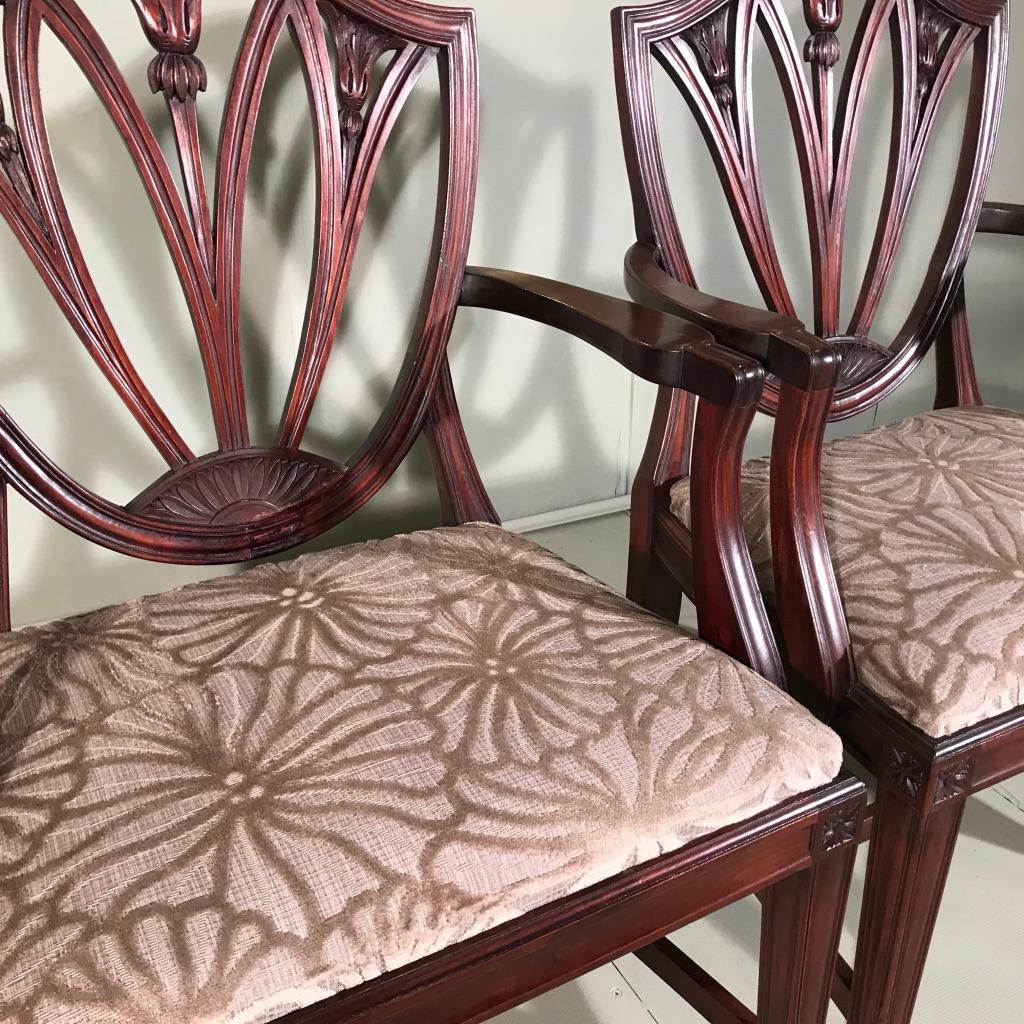 French Pair of 19th Century Mahogany Carver Chairs or Desk Chairs