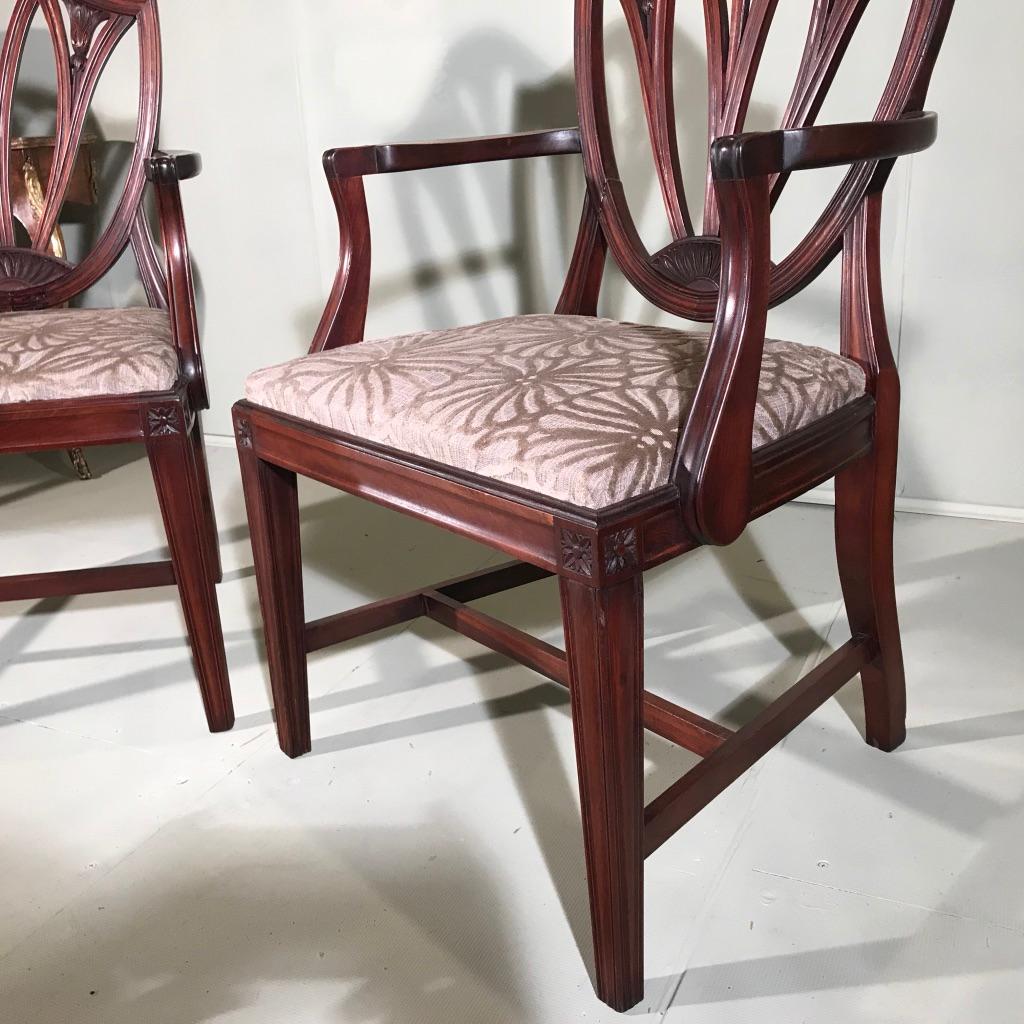 Pair of 19th Century Mahogany Carver Chairs or Elbow Chairs Inc Re Upholstery For Sale 2