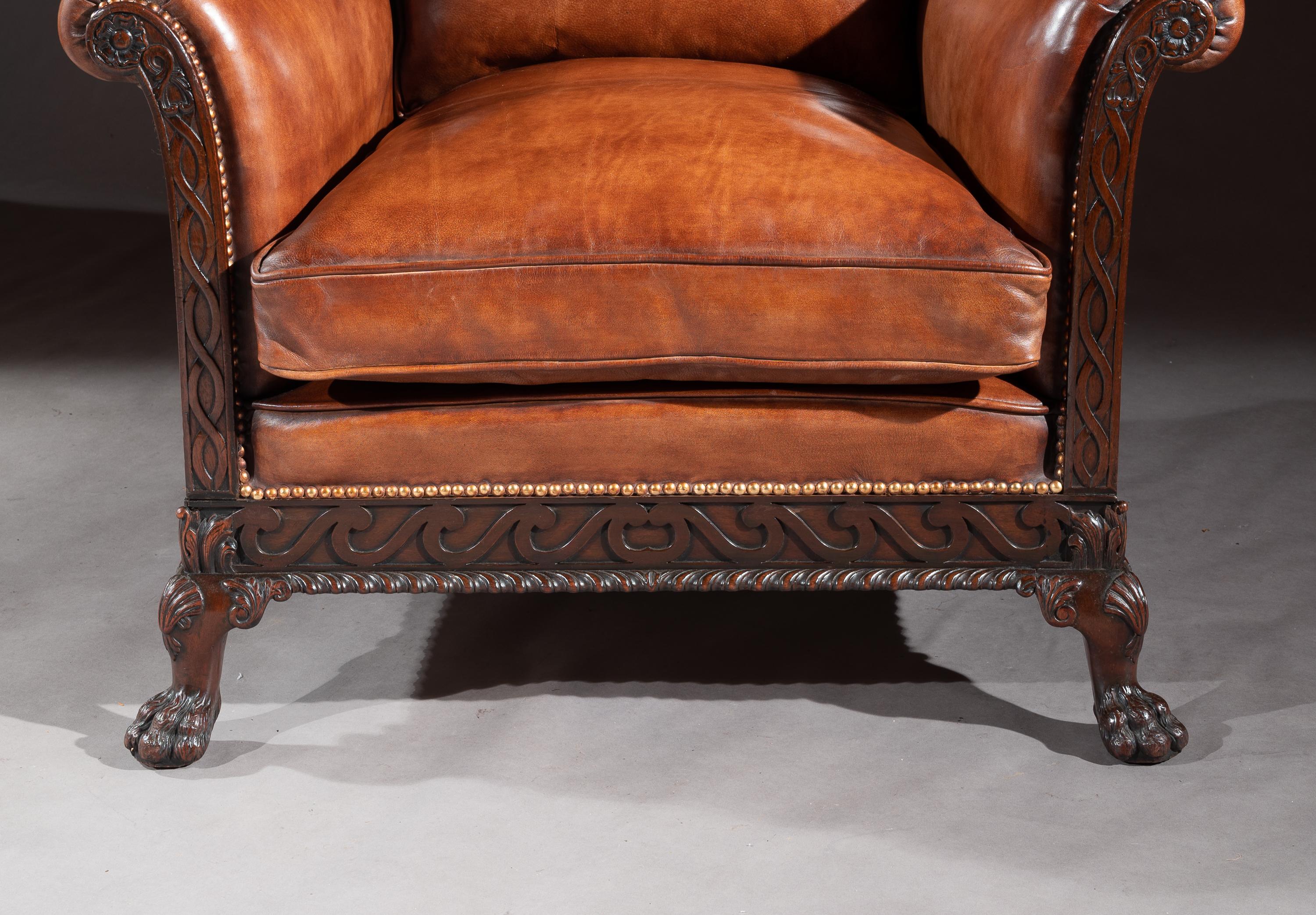 Pair of 19th Century Mahogany Country House Leather Armchairs 2