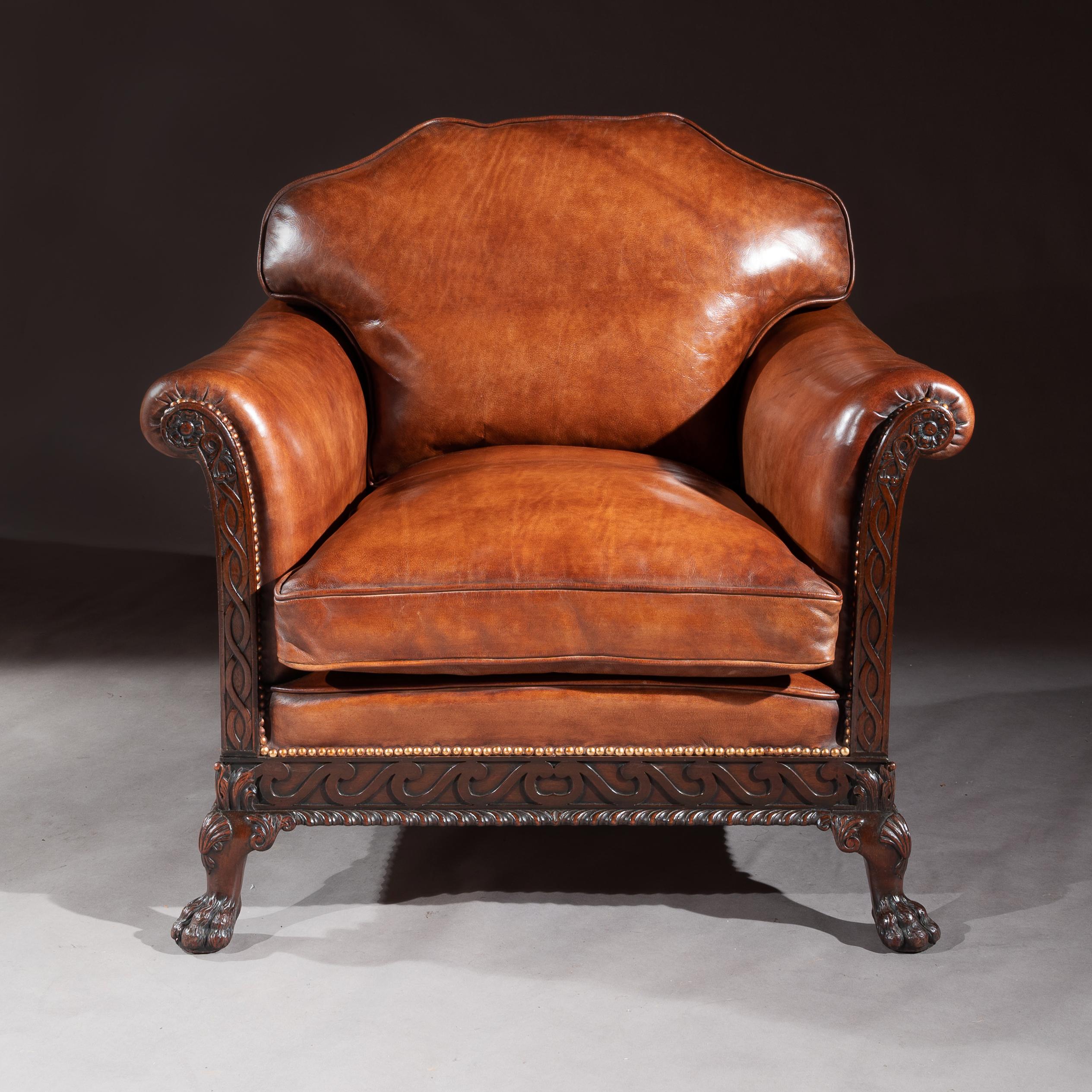 Pair of 19th Century Mahogany Country House Leather Armchairs 3