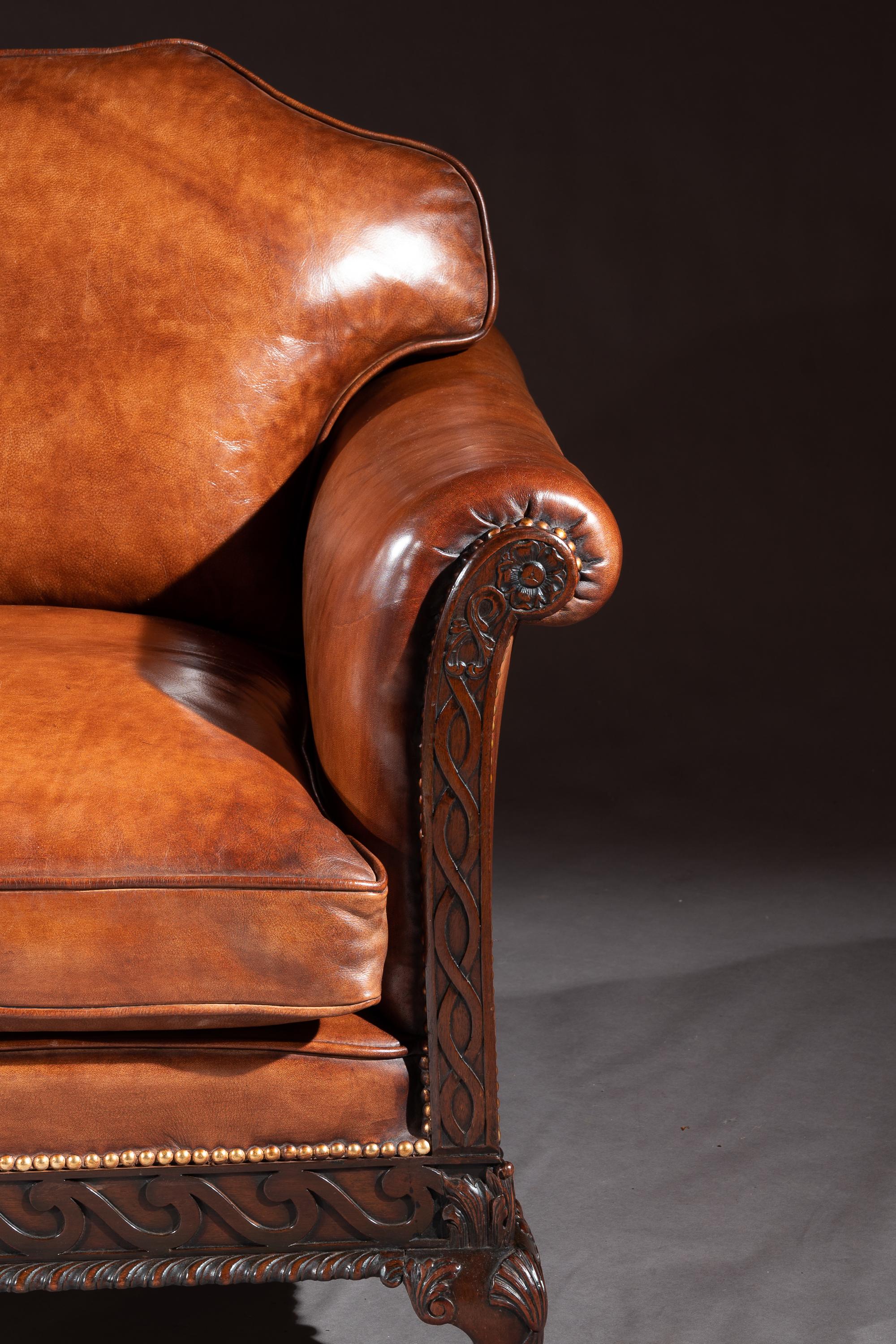 Pair of 19th Century Mahogany Country House Leather Armchairs 4