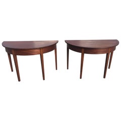 Pair of 19th Century Mahogany Demilune Consoles