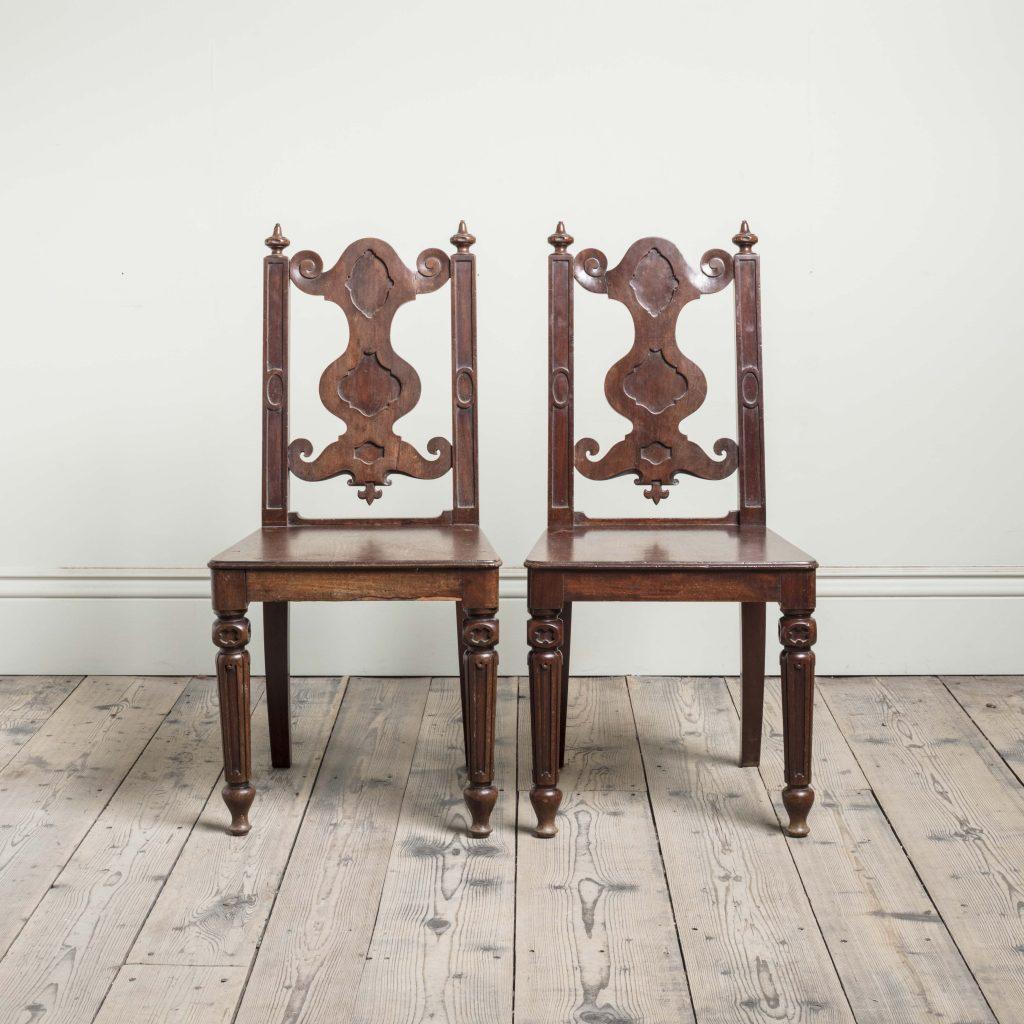 Pair of 19th Century Mahogany Elizabethan Revival Chairs, in Manner of Bridgens For Sale 1