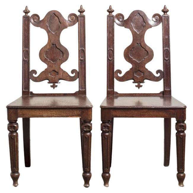 Pair of 19th Century Mahogany Elizabethan Revival Chairs, in Manner of Bridgens For Sale