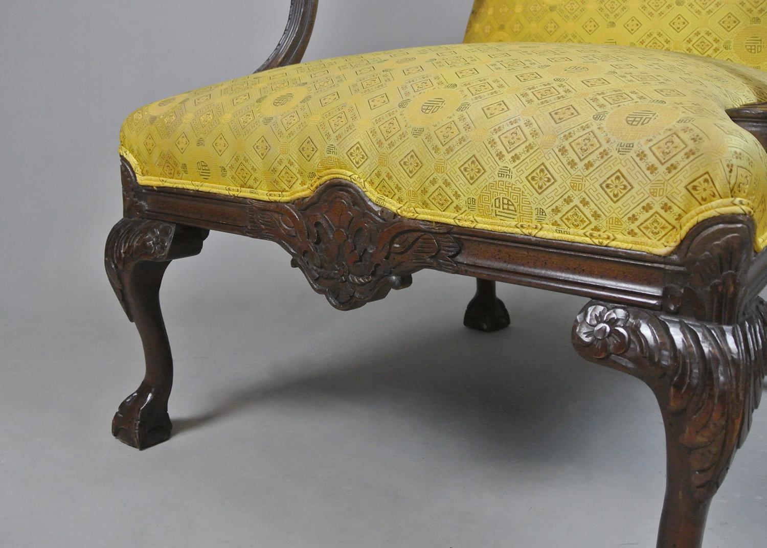 Upholstery Pair of 19th Century Mahogany Gainsborough Design Chairs, circa 1890