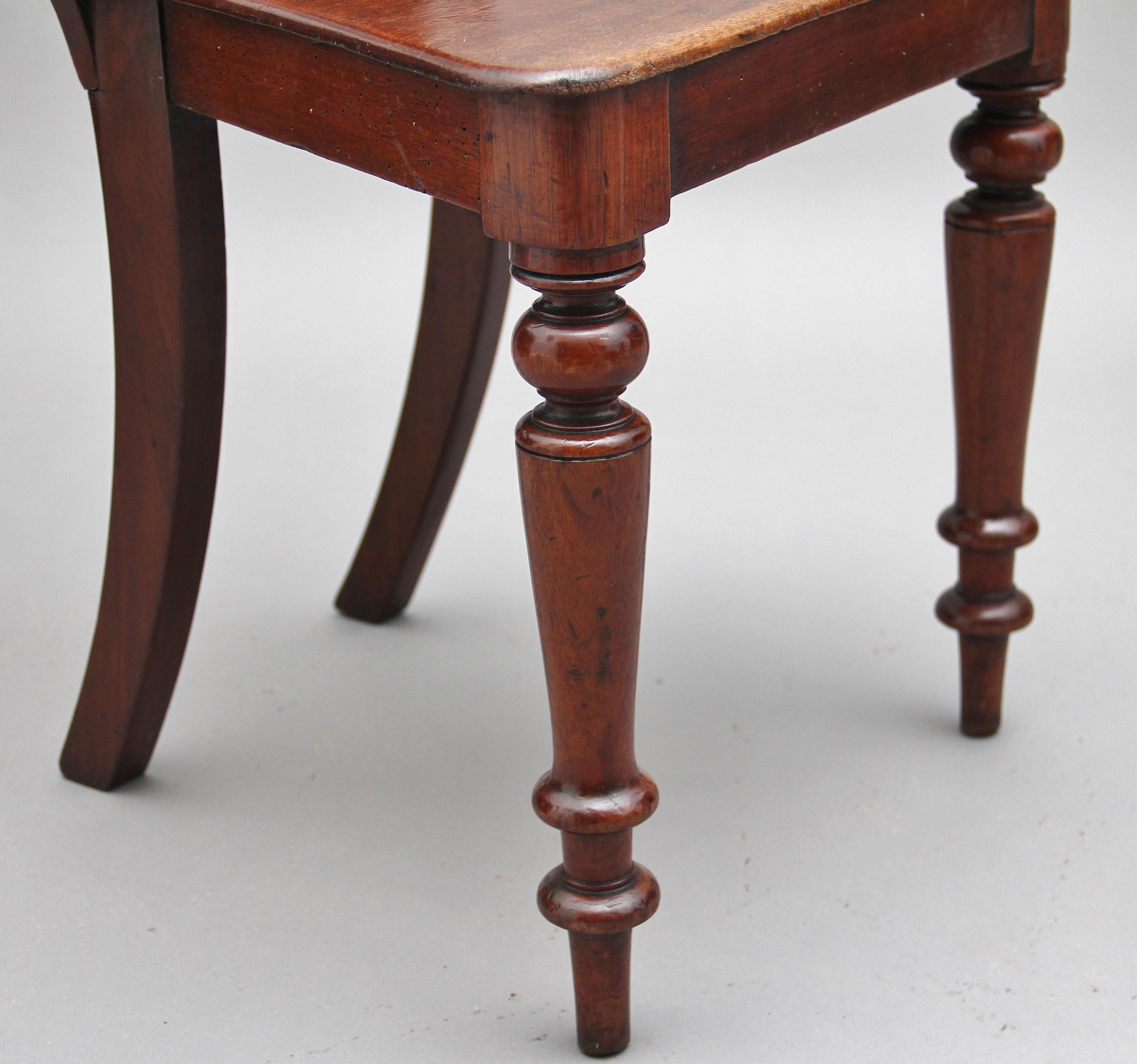 Pair of 19th Century Mahogany Hall Chairs 2