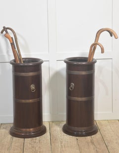 Pair of 19th Century Mahogany Umbrella Stands with Brass Mounts