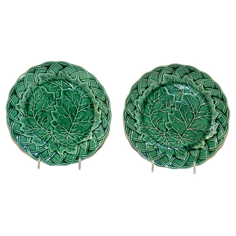 Pair of 19th Century Majolica Plates For Sale at 1stDibs