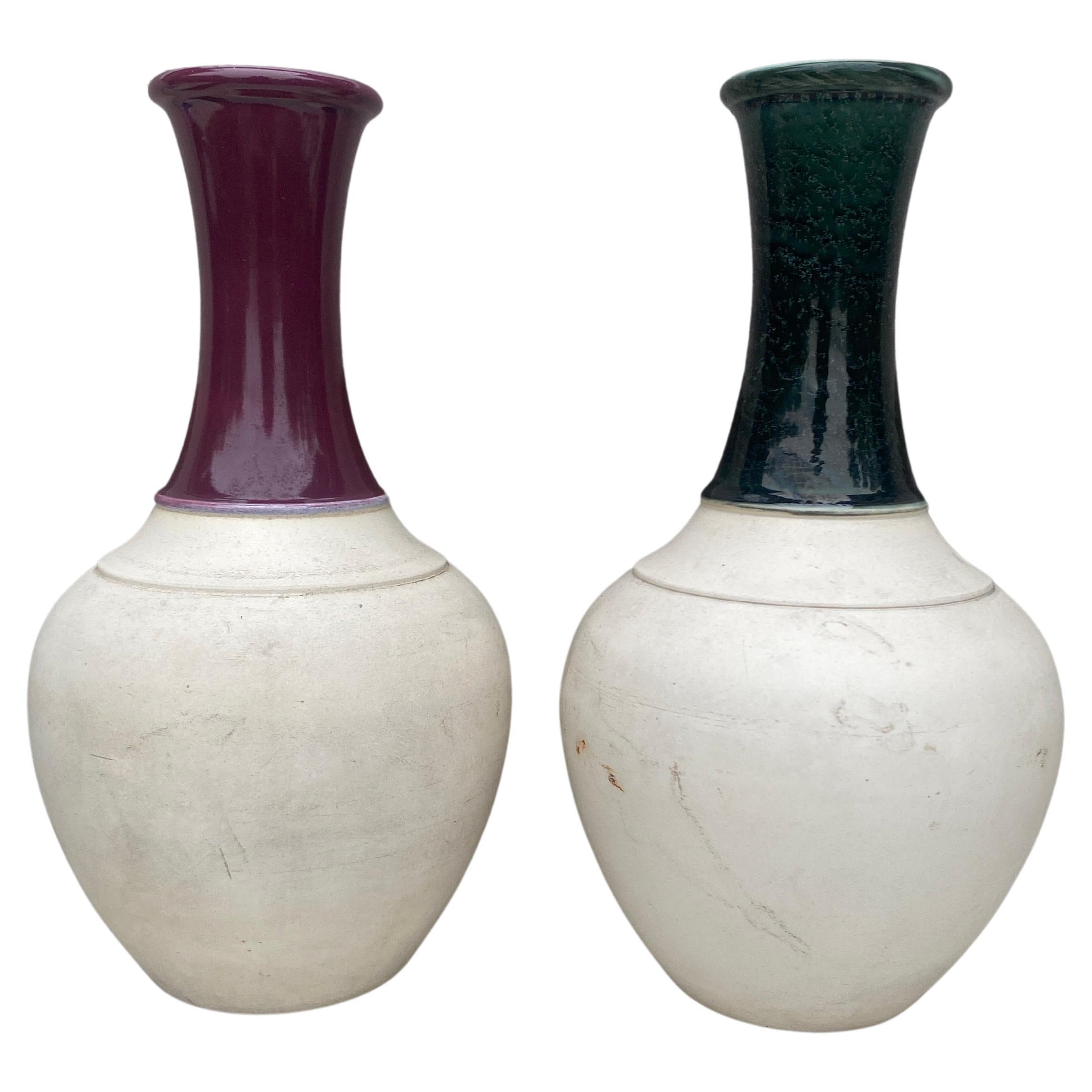 Pair of 19th Century Majolica Vases Choisy Le Roi