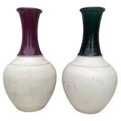 Pair of 19th Century Majolica Vases Choisy Le Roi
