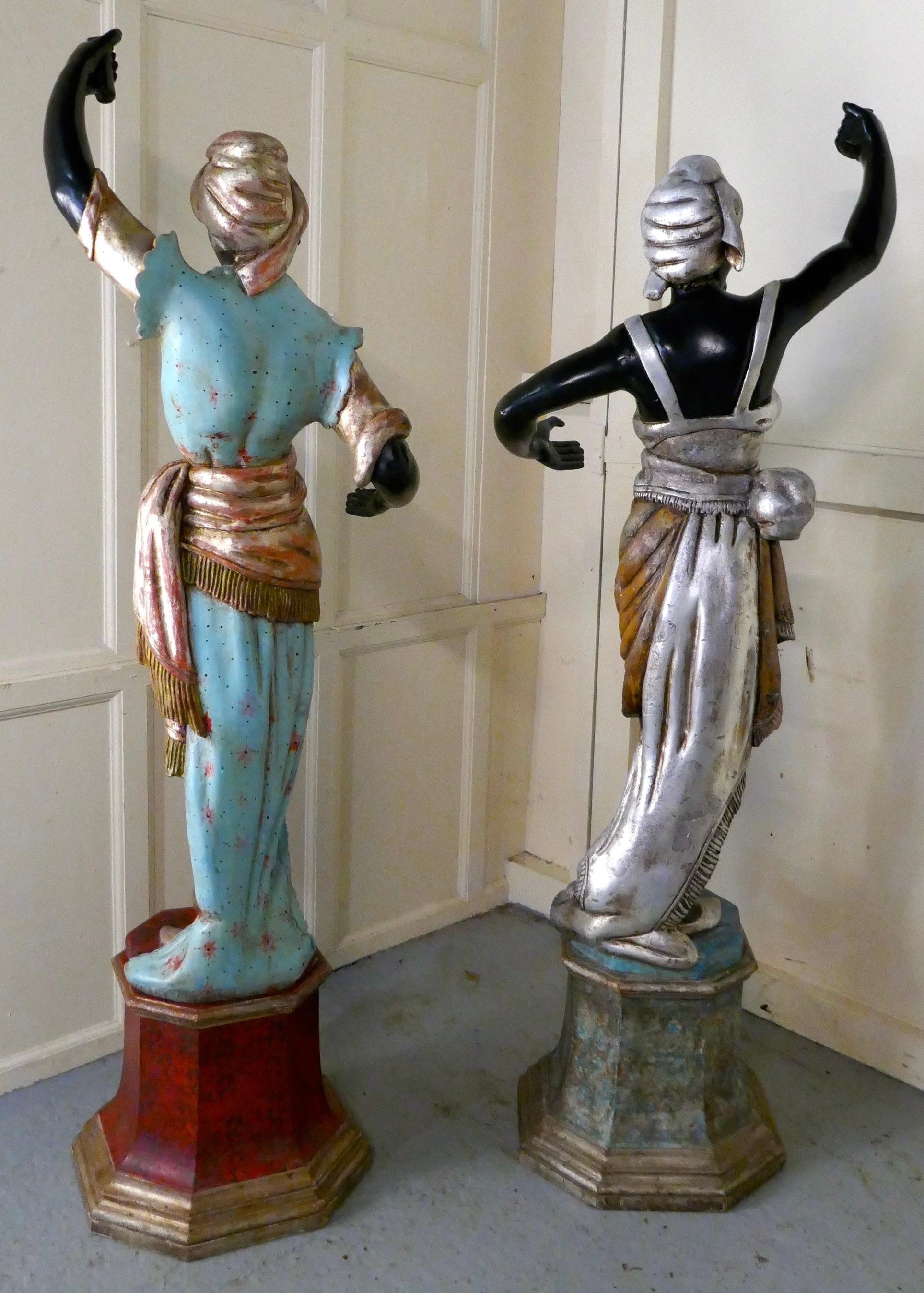 Pair of 19th Century Male and Female Italian Carved Figures For Sale 5