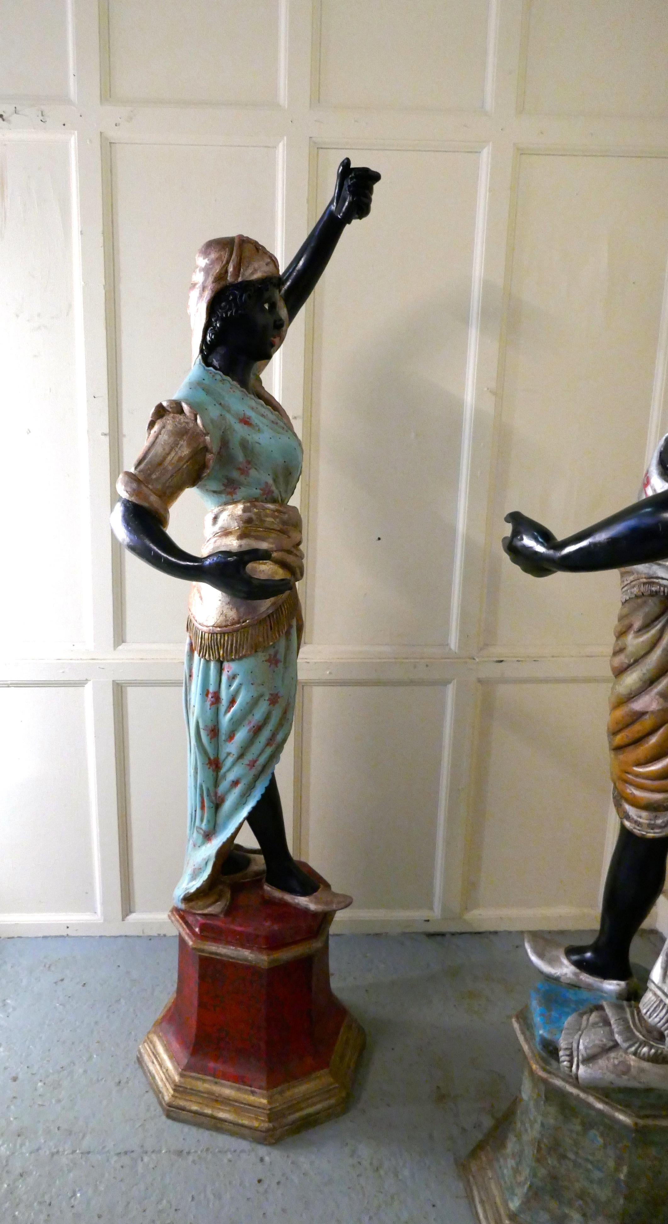 Pair of 19th Century Male and Female Italian Carved Figures For Sale 2