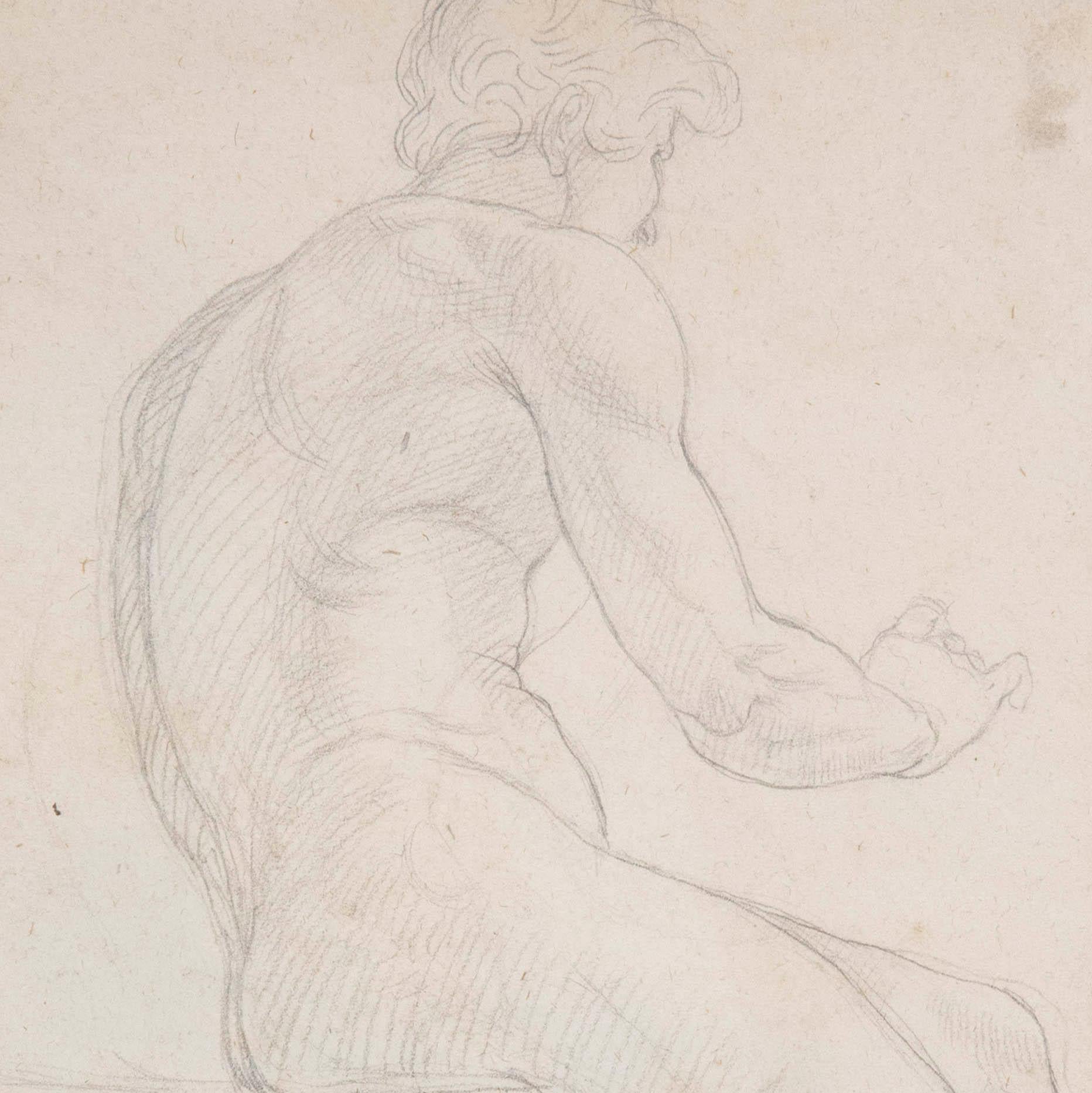 Victorien Paire de dessins de maîtres anciens ou d'études académiques d'hommes nus du 19ème siècle en vente