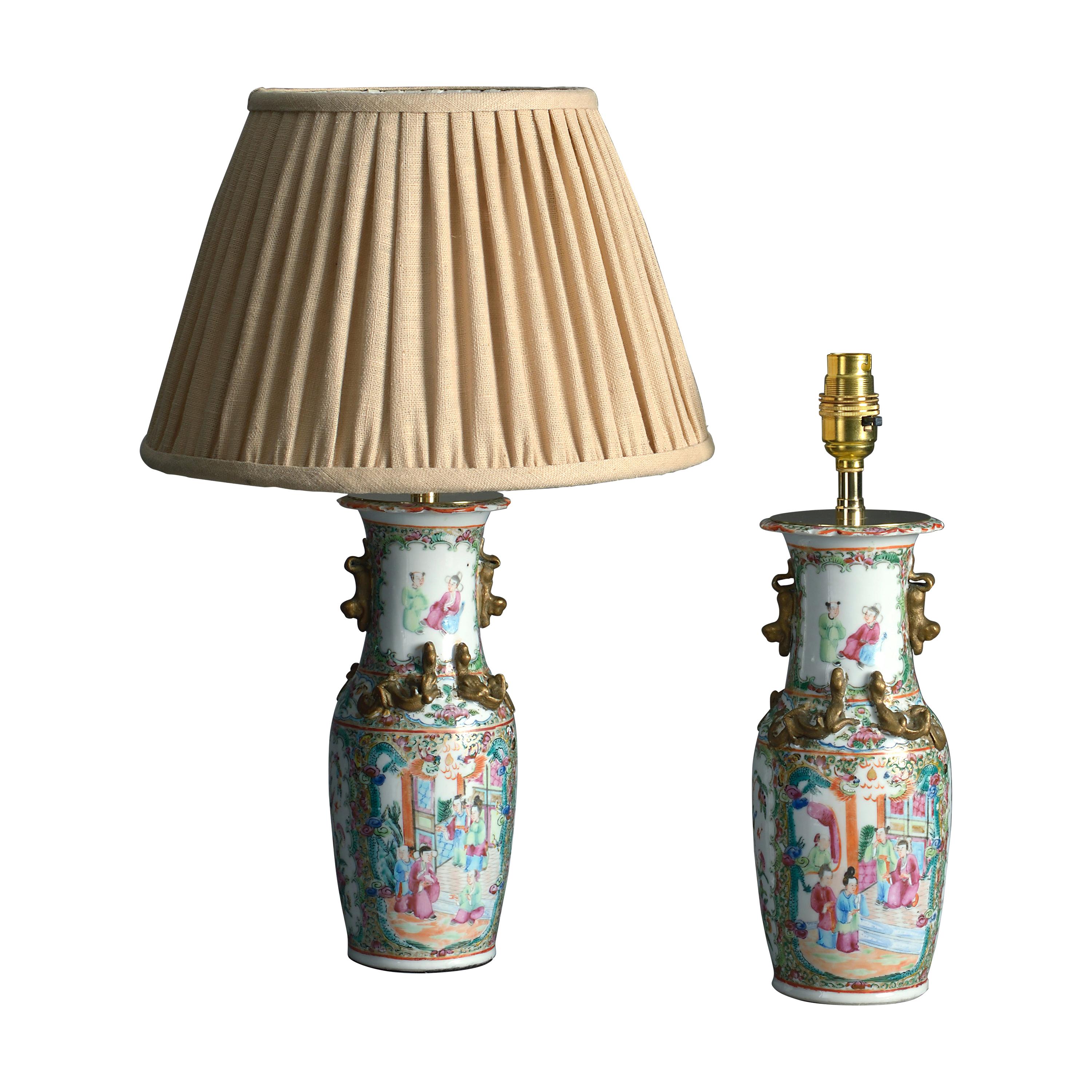 Pair of 19th Century Mandarin Vase Lamps