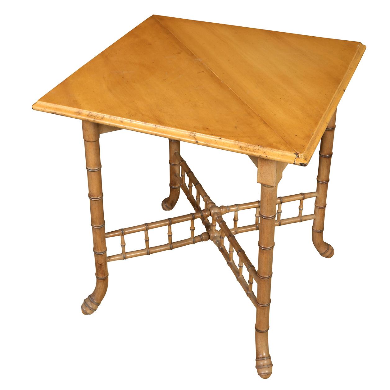 Pair of 19th Century Maple Drop Leaf Side Tables With Faux Bamboo Legs 1
