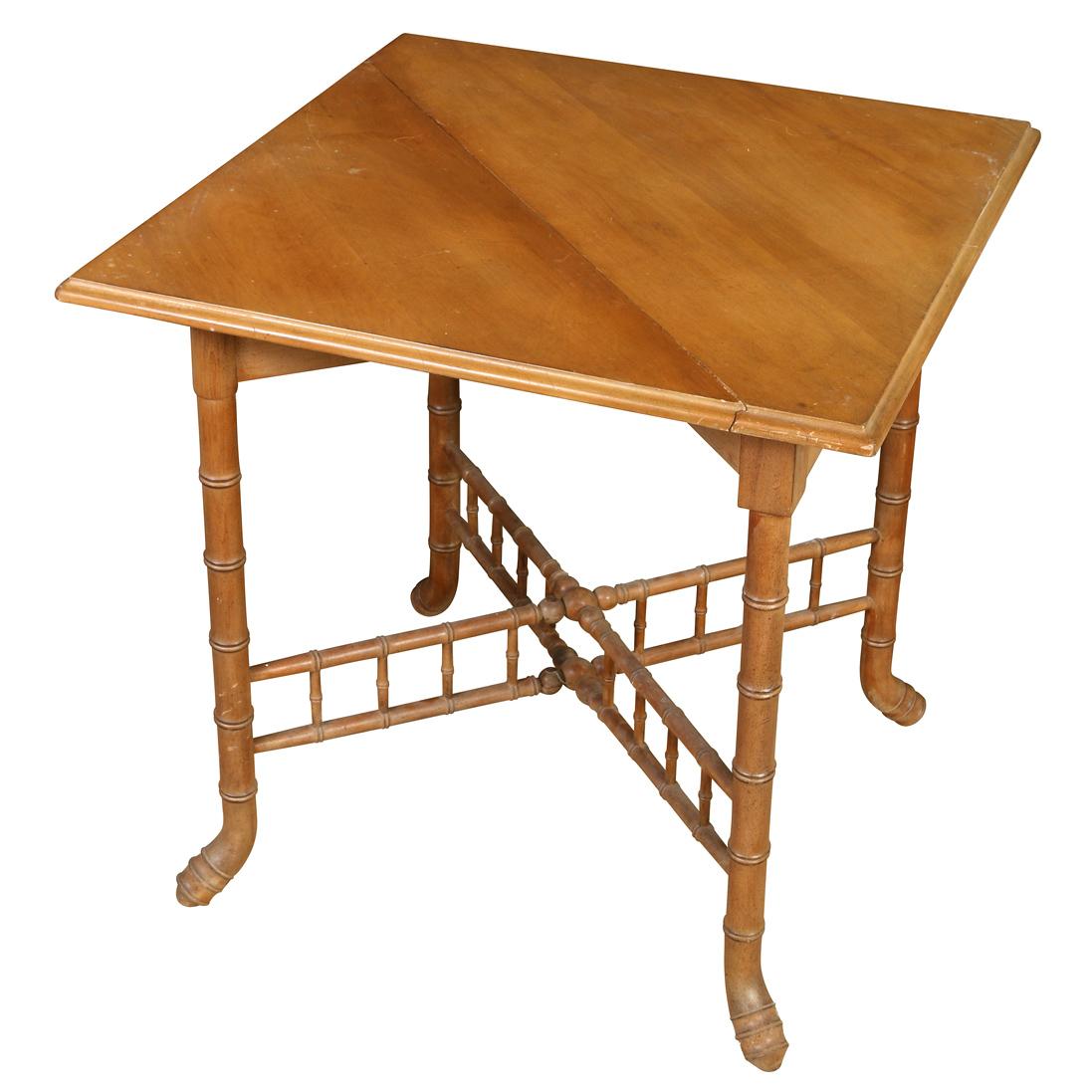 Pair of 19th Century Maple Drop Leaf Side Tables With Faux Bamboo Legs 2