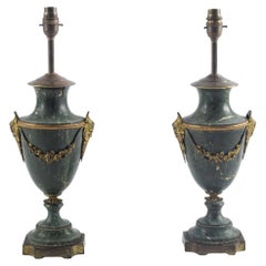 Pair of 19th Century Marble and Bronze Neoclassical urns as Lamps