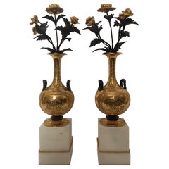 Pair of 19th Century Marble and Gilt Bronze Cherub Candelabras