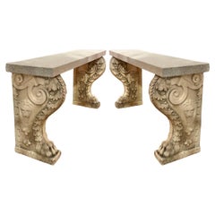 Pair of 19th Century Marble and Granite Console Tables