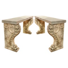Pair of 19th Century Marble and Granite Console Tables