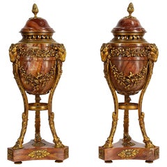 Antique Pair of 19th Century Marble and Ormolu Urns