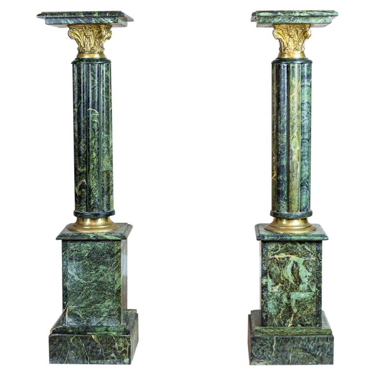 Pair of 19th Century Marble Empire Pedestals at 1stDibs