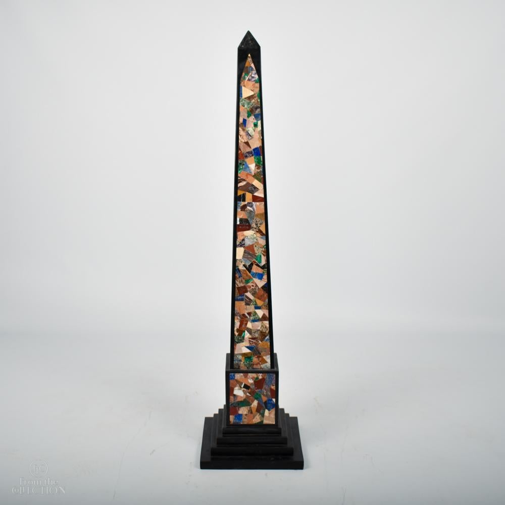 Agate Pair of 19th Century Marble Obelisks For Sale