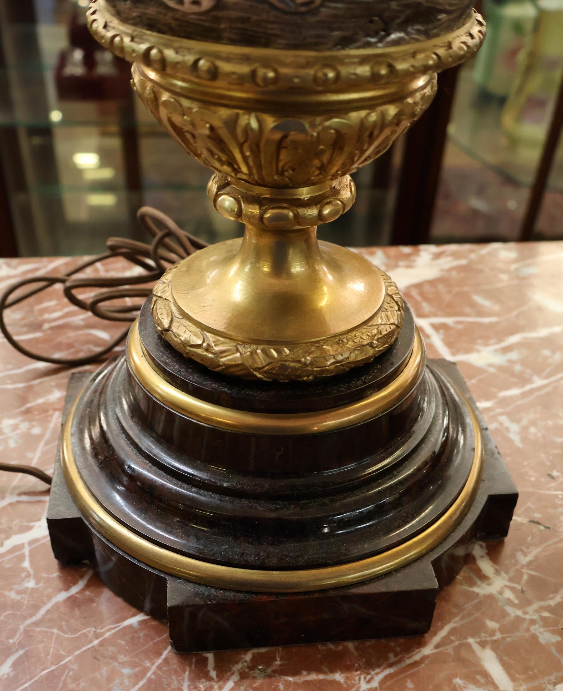 Pair of 19th Century Marble & Silvered Bronze French Bacchus Lamps After Clodion For Sale 15