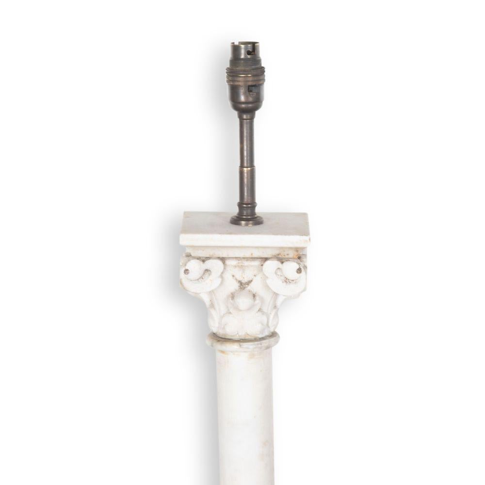 French Pair of 19th Century Marble Table Lamps For Sale