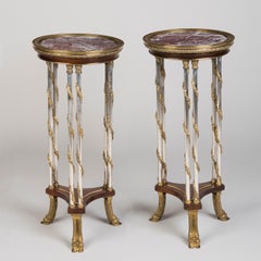 Pair of 19th Century Marble Top, Ormolu and Silvered Bronze Gueridon Tables