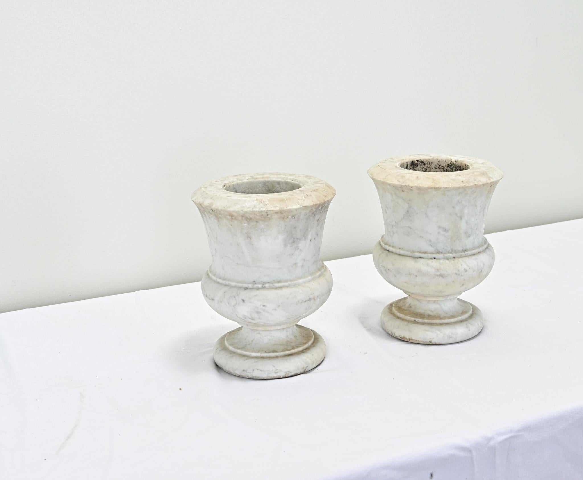 Pair of 19th Century Marble Urns 1