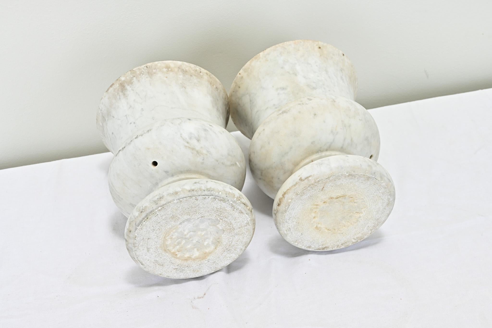 Pair of 19th Century Marble Urns 4