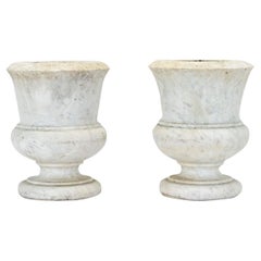 Paire d'urnes en marbre du 19ème siècle