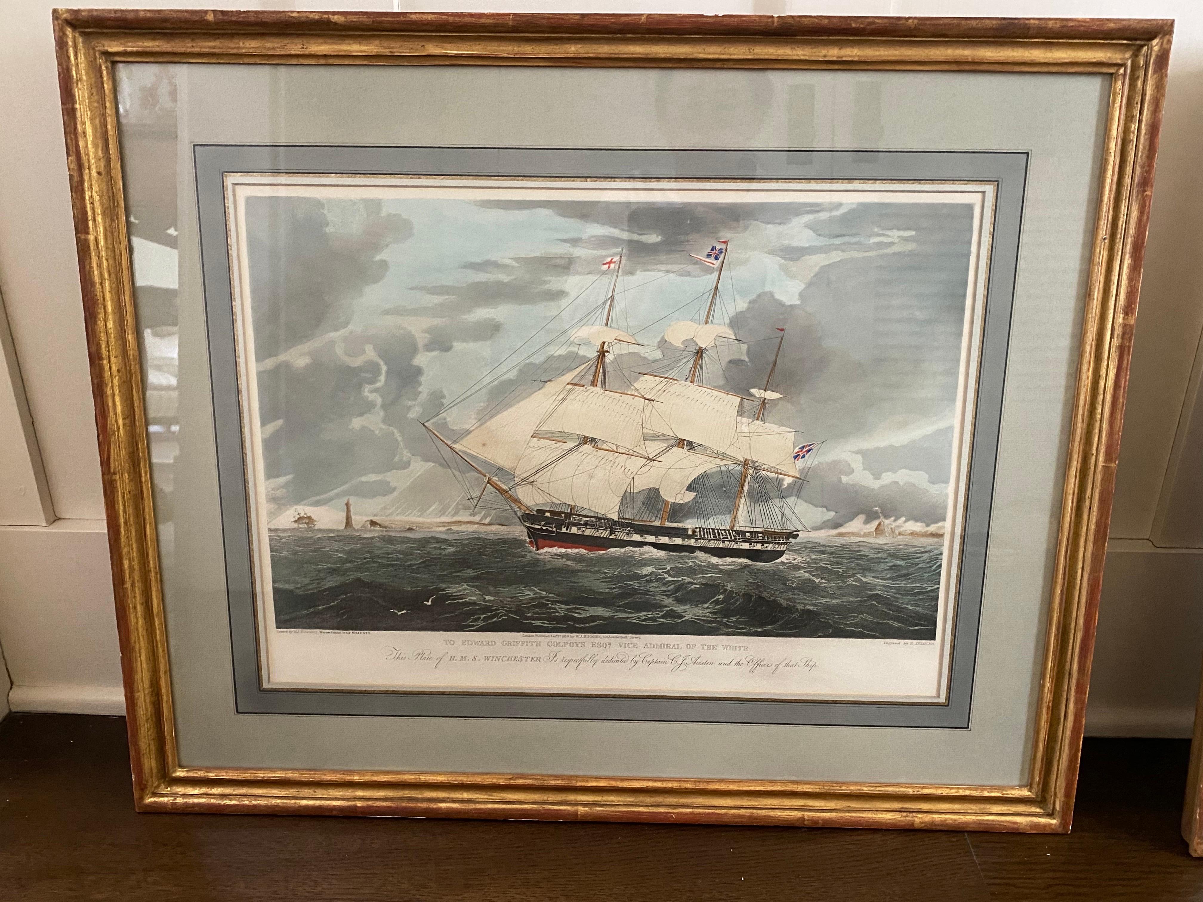 English Pair of 19th Century Maritime Engravings by E. Duncan and T.G. Dutton
