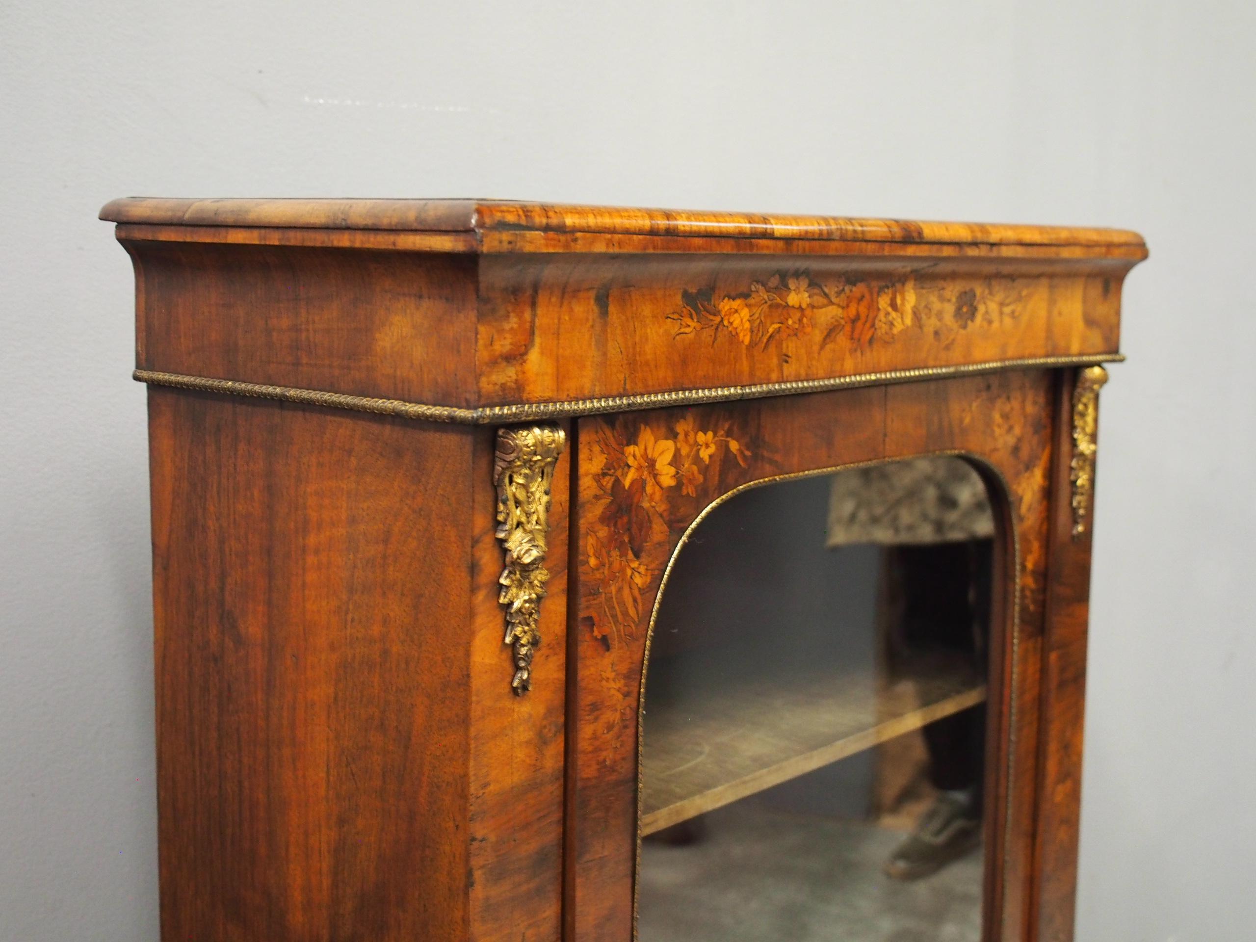 Pair of 19th Century Marquetry Inlaid Walnut Pier Cabinets For Sale 8