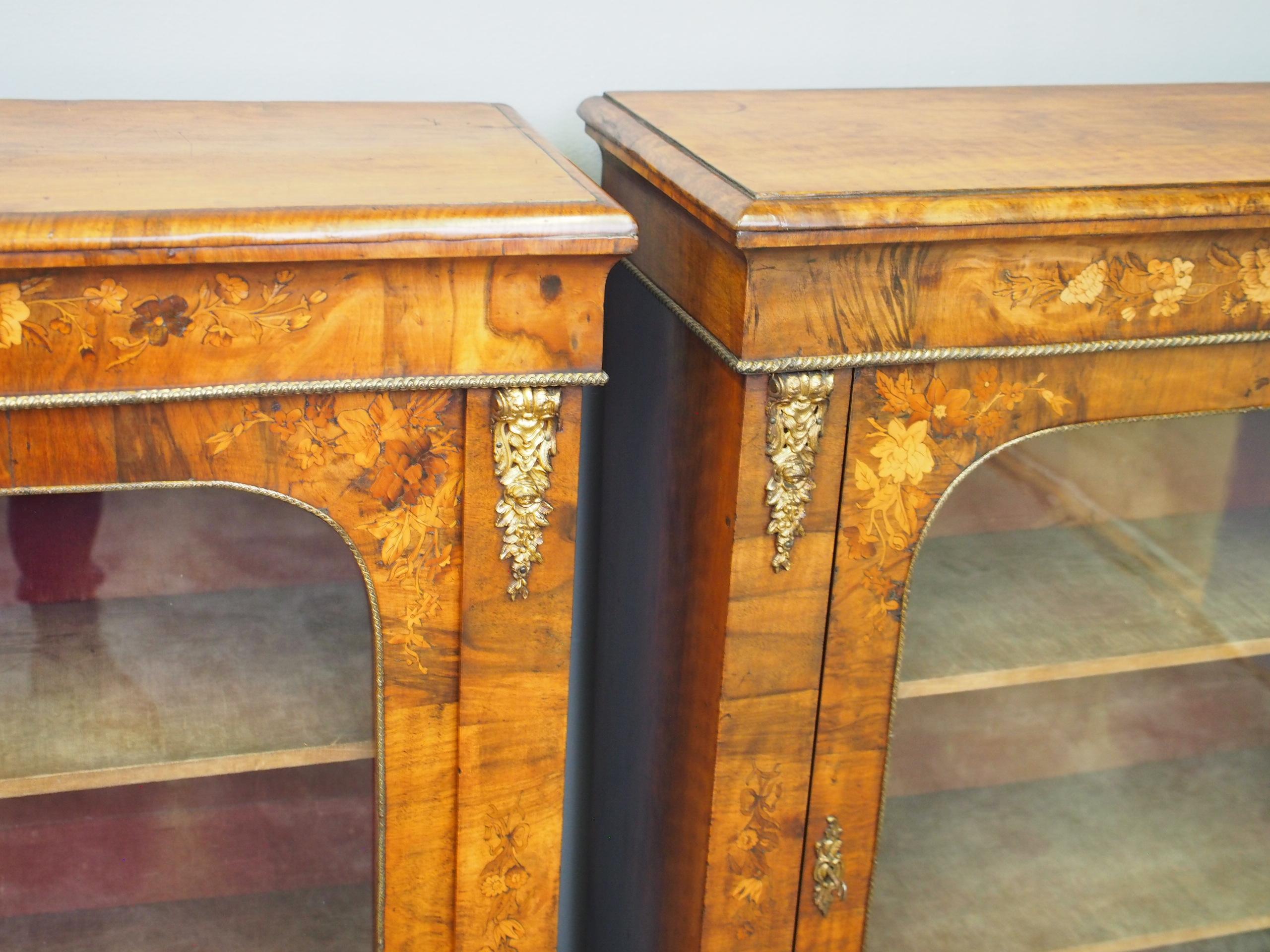 Pair of 19th Century Marquetry Inlaid Walnut Pier Cabinets In Good Condition For Sale In Edinburgh, GB