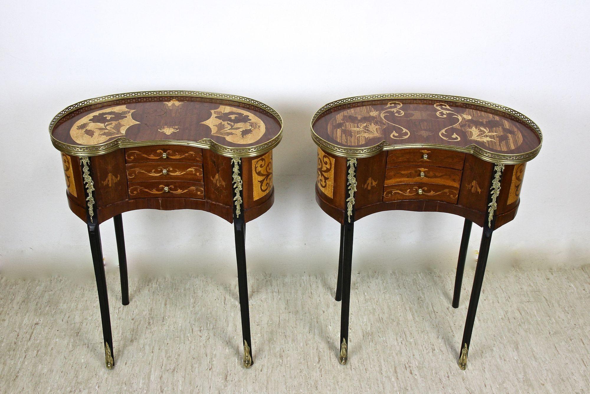 French Pair of 19th Century Marquetry Side Tables Louis XVI Style, France, circa 1880
