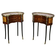 Pair of 19th Century Marquetry Side Tables Louis XVI Style, France, circa 1880