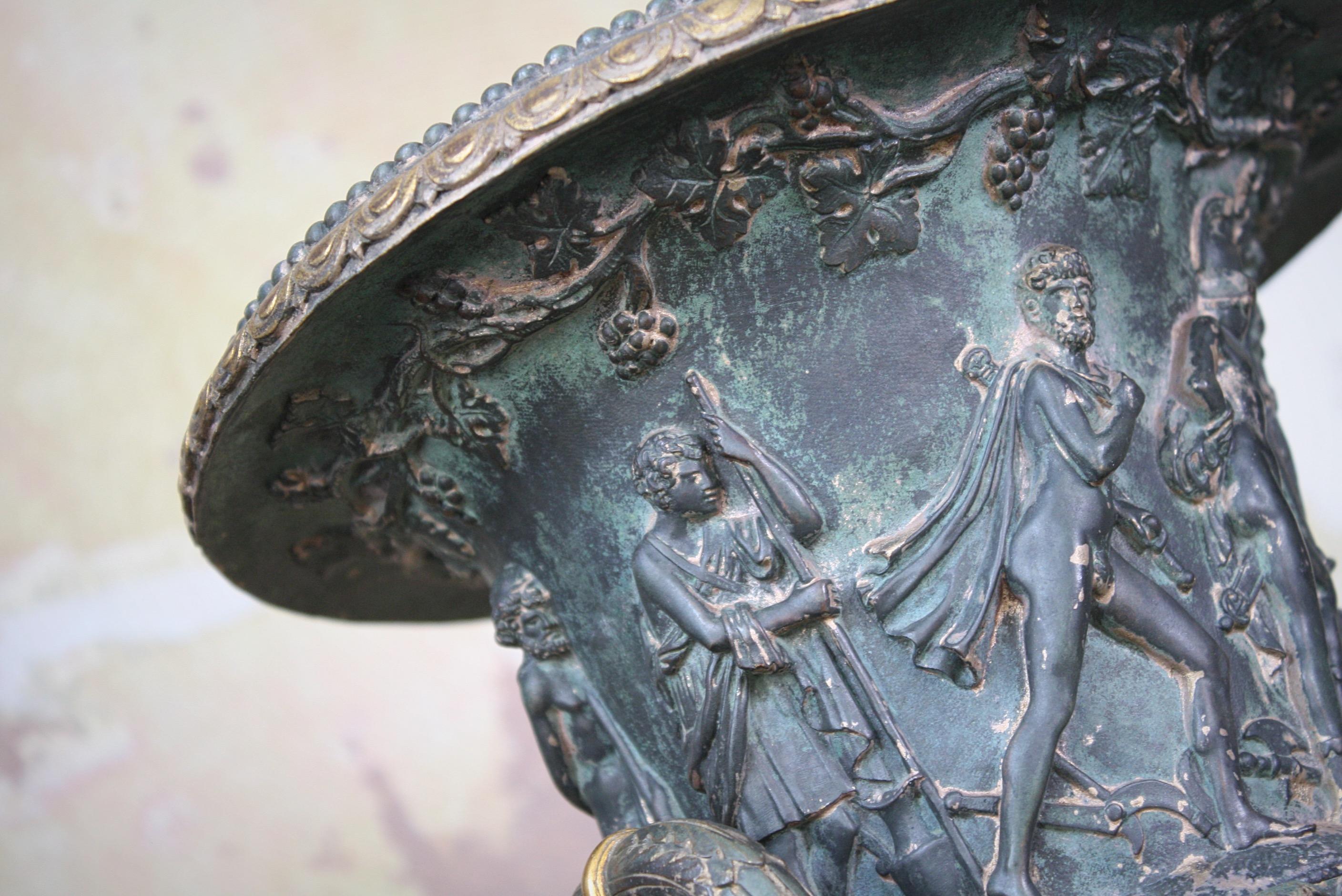 Pair of 19th Century Medici Bronze Urns UpLighters Greek Revival Grand Tour 11
